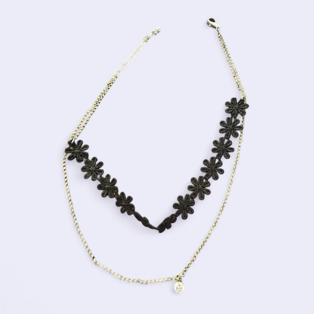Floral Necklace Festival Choker Black and Gold